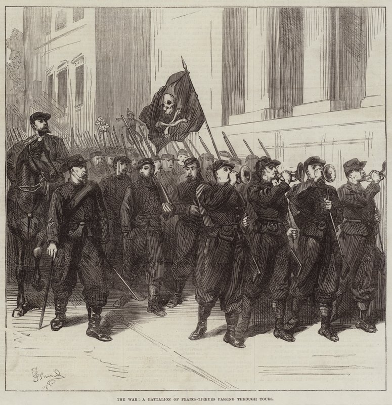 The War, a Battalion of Francs-Tireurs Passing Through Tours by Frederick Barnard