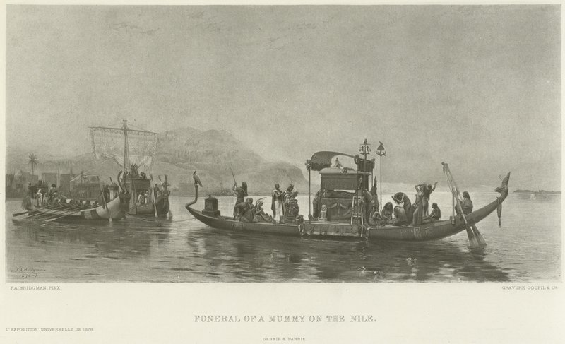 Funeral of a mummy on the Nile by Frederick Arthur Bridgman