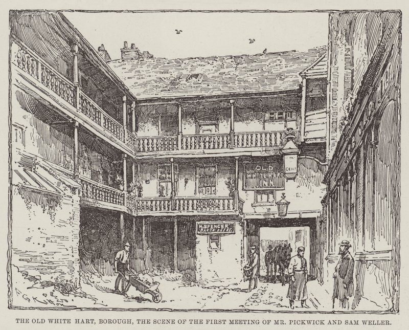 The Old White Hart, Borough, the Scene of the First Meeting of Mr. Pickwick and Sam Weller by Frederick George Kitton