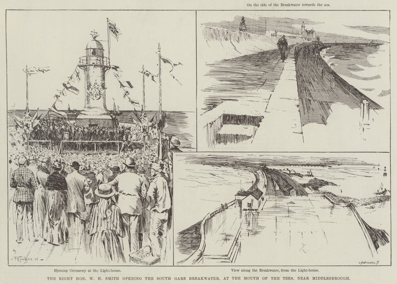 The Right Honourable W H Smith Opening the South Gare Breakwater, at the Mouth of the Tees, near Middlesbrough by Frederick Henry Townsend