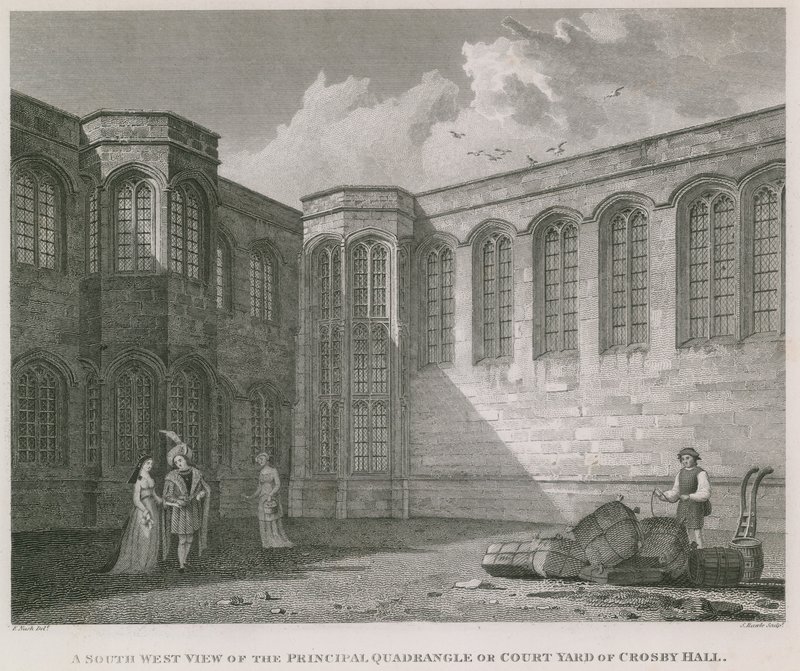 A south west view of the principal quadrangle or courtyard of Crosby Hall by Frederick Nash