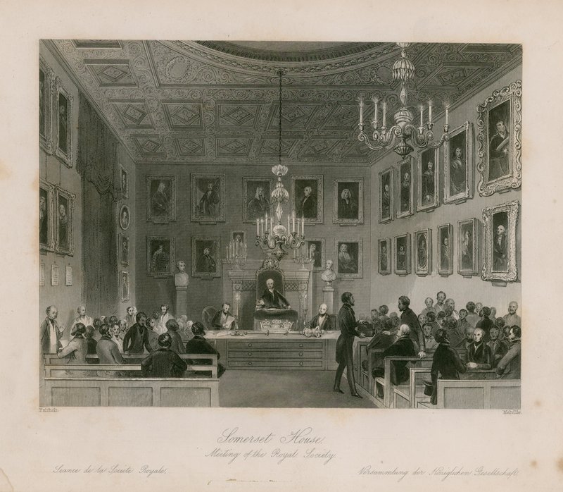 Somerset House, meeting of the Royal Society by Frederick William Fairholt