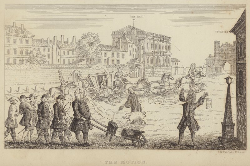 The Motion: satire on the attempts in Parliament to unseat Sir Robert Walpole as Prime Minister in 1741 by Frederick William Fairholt