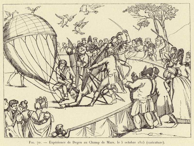 Experience de Degen au Champ de Mars, le 5 octobre 1815 by French School