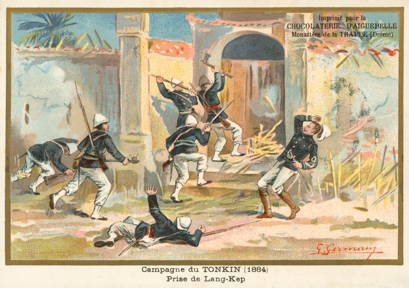 French Soldiers Capturing Kep, Tonkin, Sino-French War, 1884 by French School