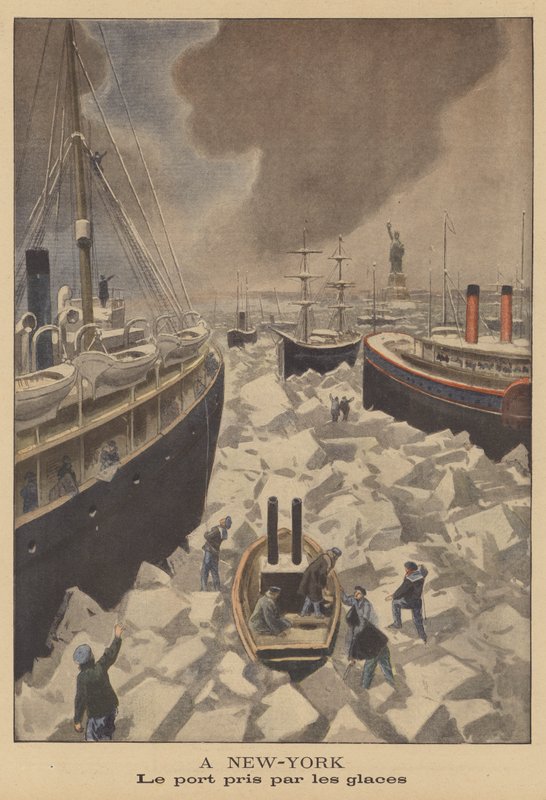 New York Harbor icebound by French School