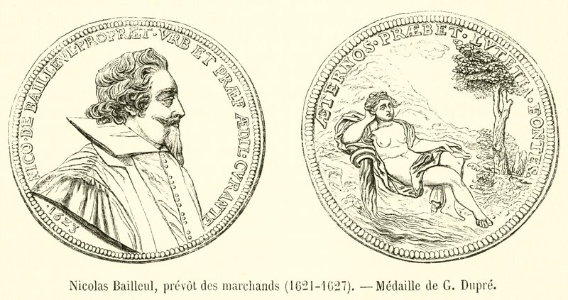 Nicolas Bailleul, Prevot des Marchands, 1621-1627, Medaille de G Dupre by French School