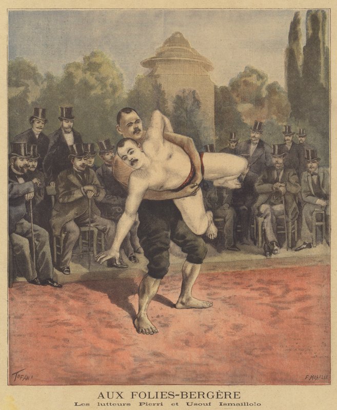 The Wrestlers Pierri and Usouf Ismaillolo at the Folies-Bergere by French School