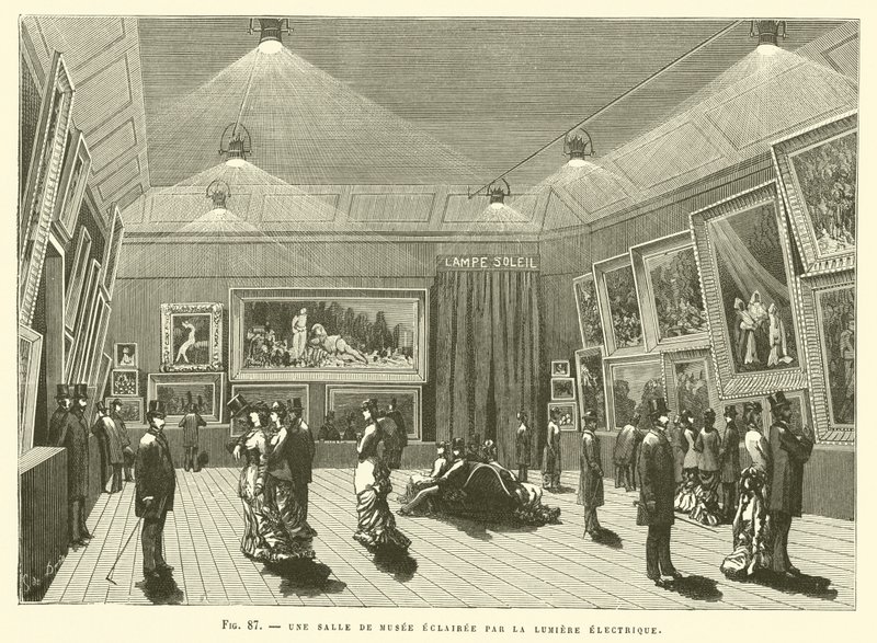 A Museum Room Lit by Electric Light by French School