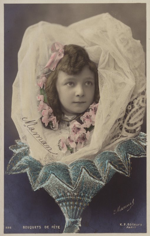 A Young Girl in a Veil Presented as a Bouquet of Flowers by French Photographer