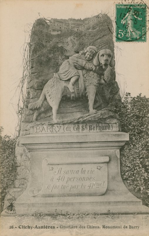 Clichy-Asnieres - Dog Cemetery. Monument of Barry by French Photographer