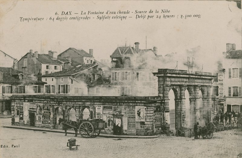 Dax - the warm water spring - source from Nebe. Postcard sent in 1913 by French Photographer
