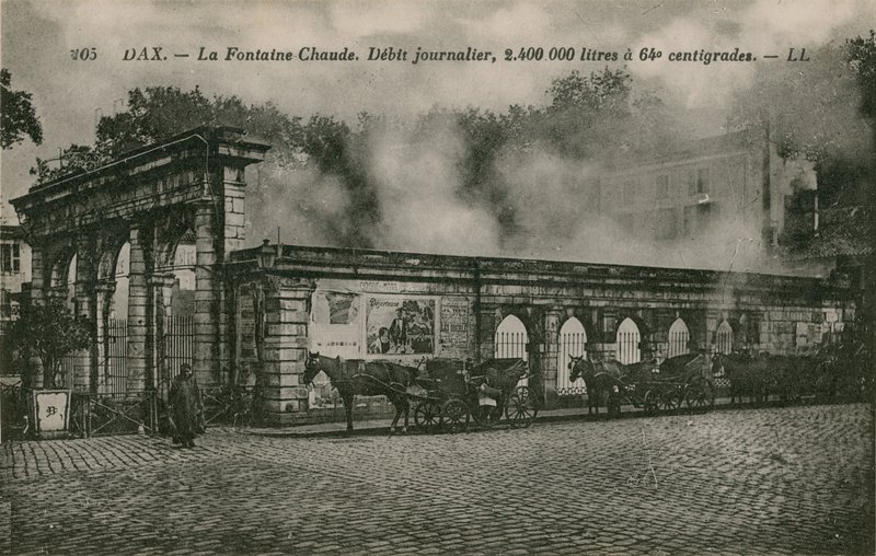 Dax - warm water spring (daily flow: 2400000 litres at 64 centigrade). Postcard sent in 1913 by French Photographer