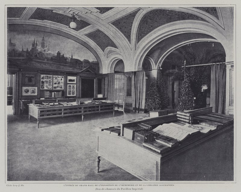 Entrance to the Grand Hall of the Exhibition of Printing and Books in the German Pavilion at the Exposition Universelle 1900, Paris by French Photographer