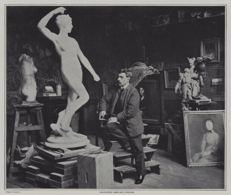 French painter and sculptor Alexandre Falguiere in his studio by French Photographer