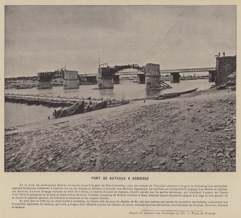 La Commune de Paris, Boat Bridge at Asnieres by French Photographer