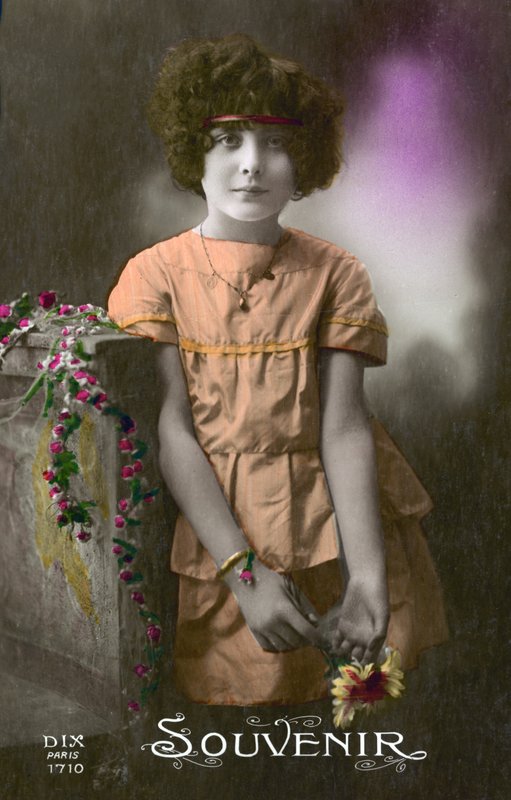 Little girl in orange by French Photographer