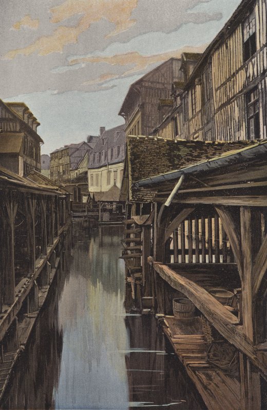 Louviers, Washhouse and Wooden Houses by French Photographer