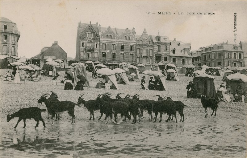 Mers - a part of the beach. Postcard sent in 1913 by French Photographer