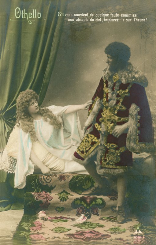 Othello with Desdemona. Scene from William Shakespeare