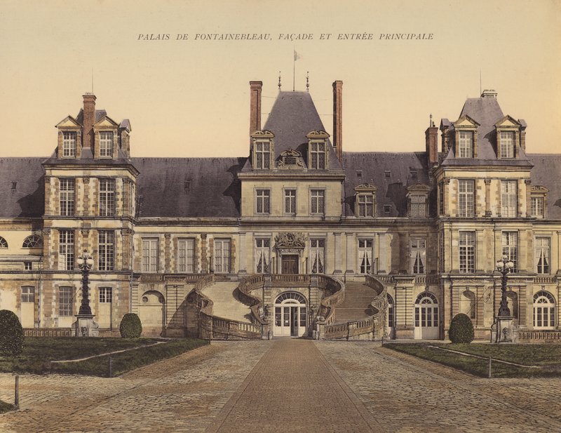 Palace of Fontainebleau, Facade and Main Entrance by French Photographer