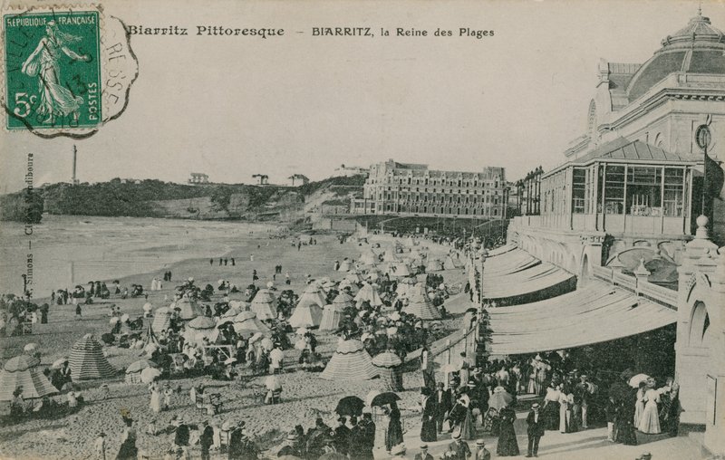 Picturesque Biarritz - Biarritz, Queen of Beaches. Postcard sent in 1913 by French Photographer