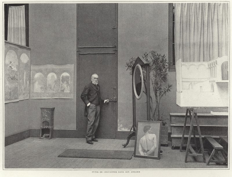 Pierre Puvis de Chavannes in His Workshop by French Photographer