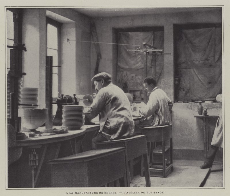 Polishing workshop at the Sevres porcelain factory, France by French Photographer