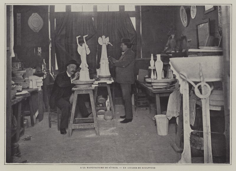 Sculpture workshop at the Sevres porcelain factory, France by French Photographer