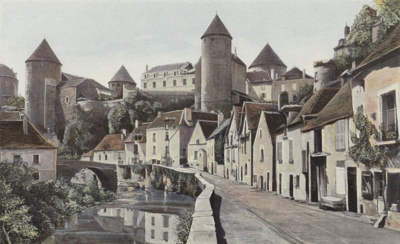 Semur, View Taken from the Right Bank of the Armancon by French Photographer