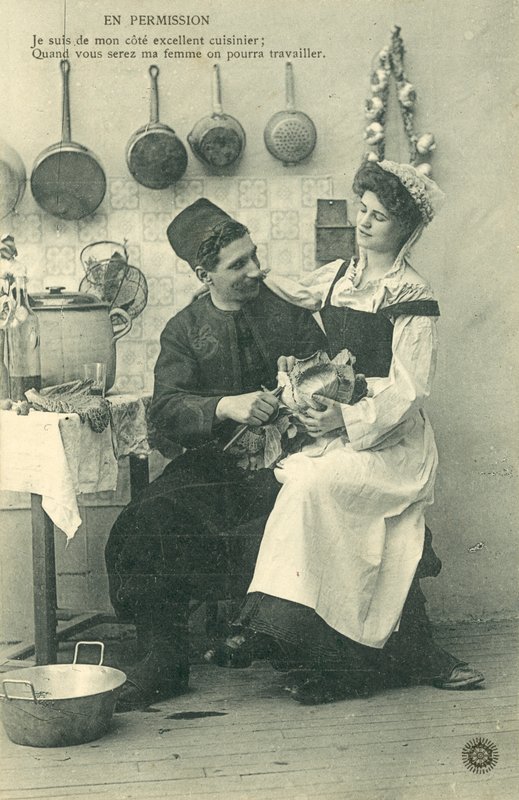 Servant Girl Sitting on Man