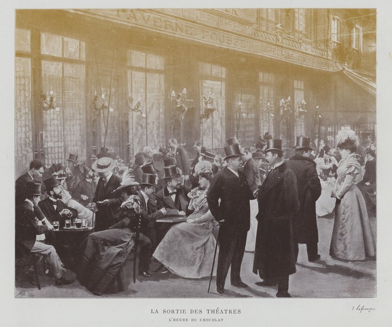 Theatregoers outside the Taverne Pousset in Paris after a performance by French Photographer