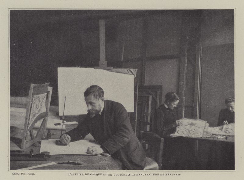 Tracing and sewing workshop at the Beauvais Tapestry Manufacture, France by French Photographer