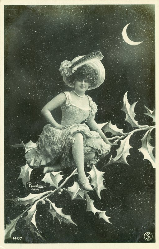 Woman Sitting on a Branch of Holly by French Photographer