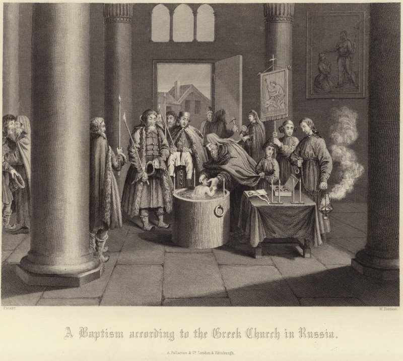 A Baptism According to the Greek Church in Russia by French School