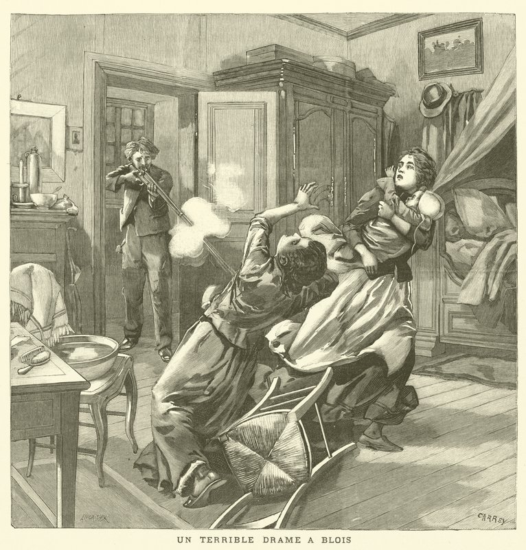 A Terrible Murder in Blois, France (engraving) by French School