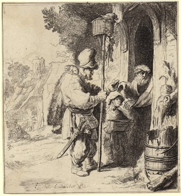 A Travelling Rat Catcher with the Tools of His Trade and with Customers by French School