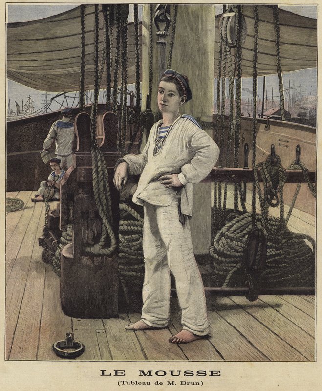 A Young Sailor on the Deck of a Ship by French School