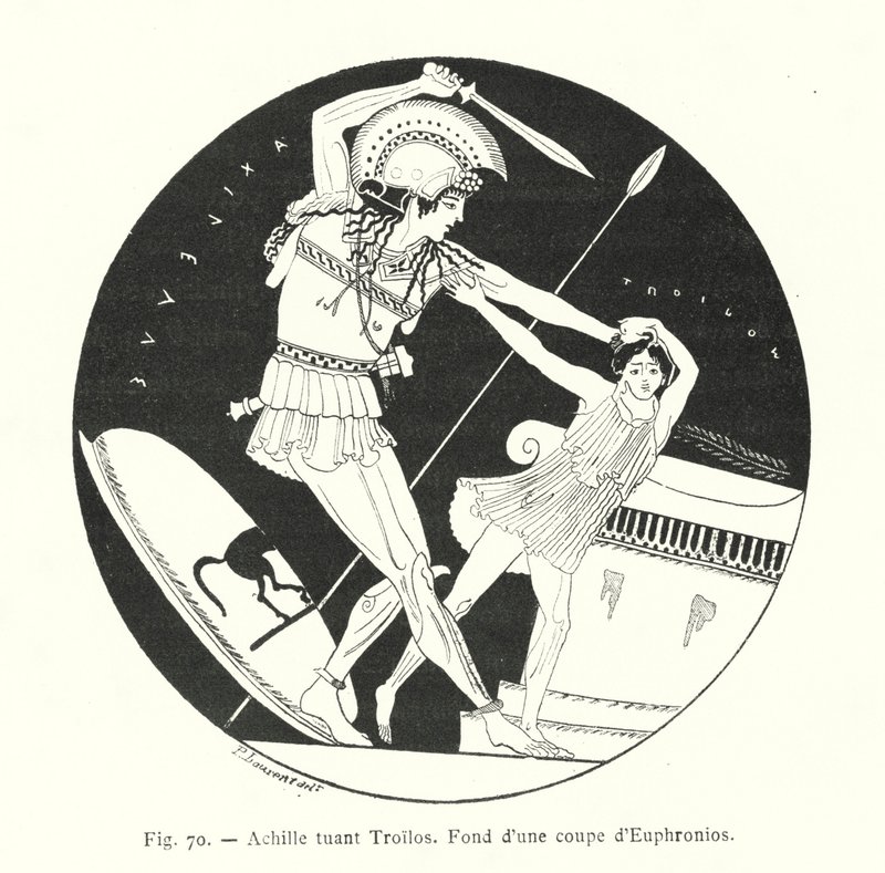 Achilles killing Troilus by French School