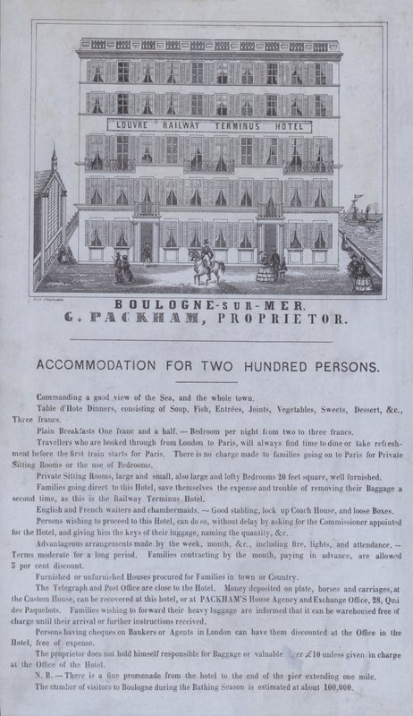 Advertisement for the Louvre Railway Terminus Hotel, Boulogne-sur-Mer, France by French School