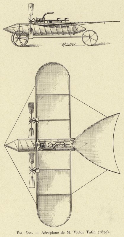 Aeroplane by M Victor Tatin (1879) (engraving) by French School