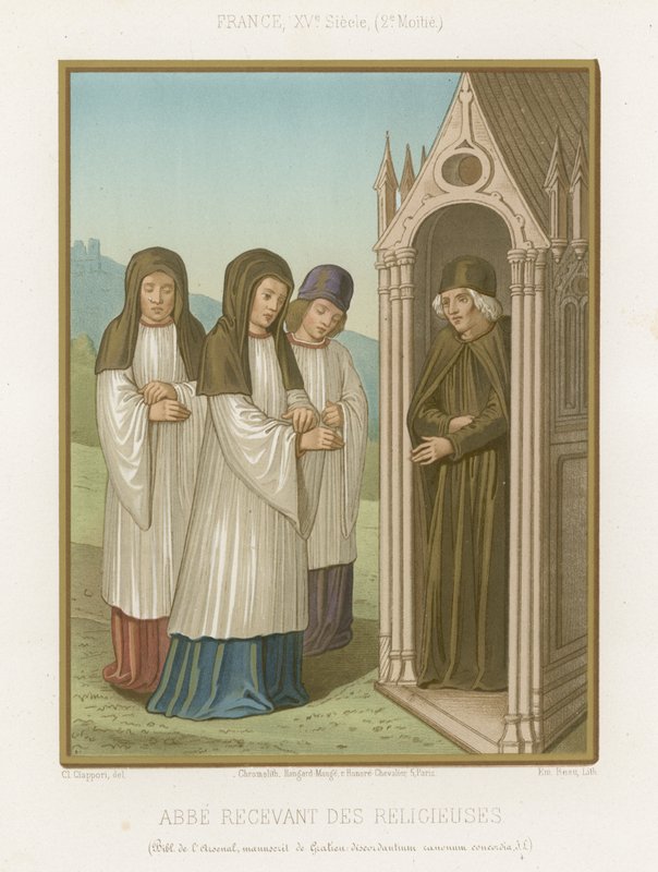 An Abbot Greeting Monks at the Door of the Abbey by French School