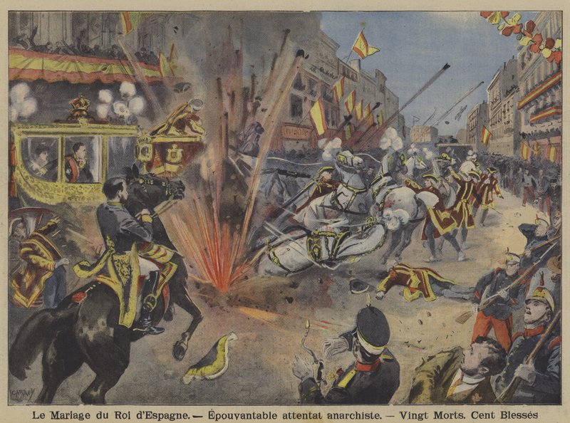Anarchist Bomb Attack on the Wedding Procession of King Alfonso XIII and Queen Victoria Eugenie of Battenberg in Madrid by French School