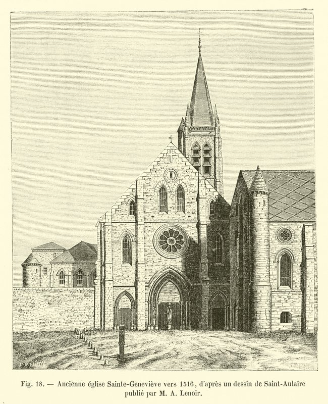 Old church of Sainte-Genevieve around 1516, after a drawing by Saint-Aulaire published by Mr. A. Lenoir by French School