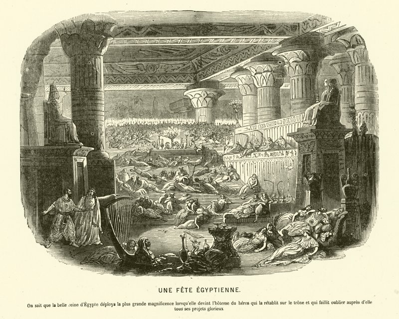 Ancient Egyptian feast during the reign of Cleopatra VII by French School