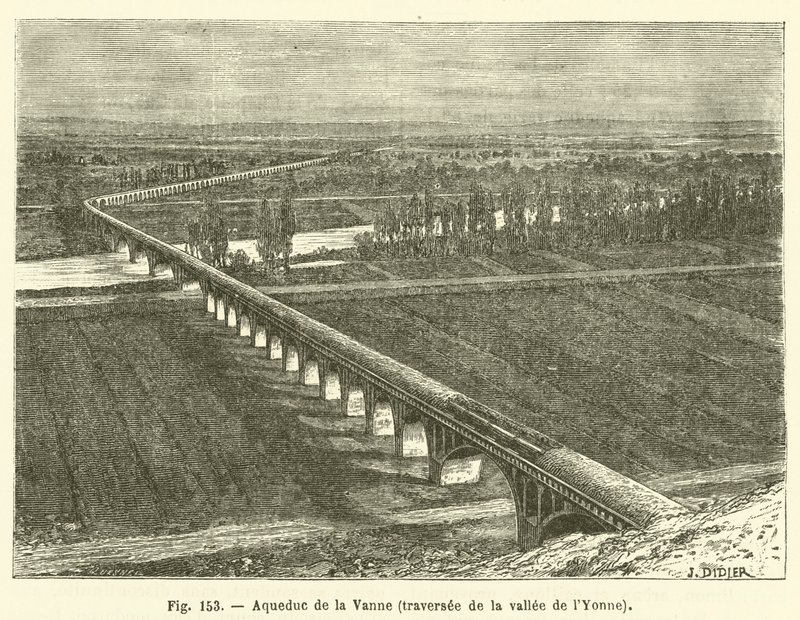 Vanne Aqueduct Crossing the Yonne Valley (engraving) by French School