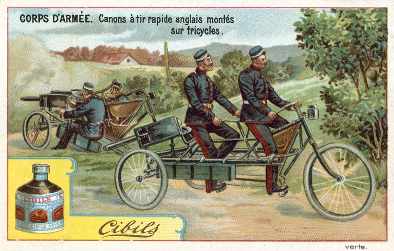 Army Corps - Quick-Firing English Guns Mounted on Tricycles by French School