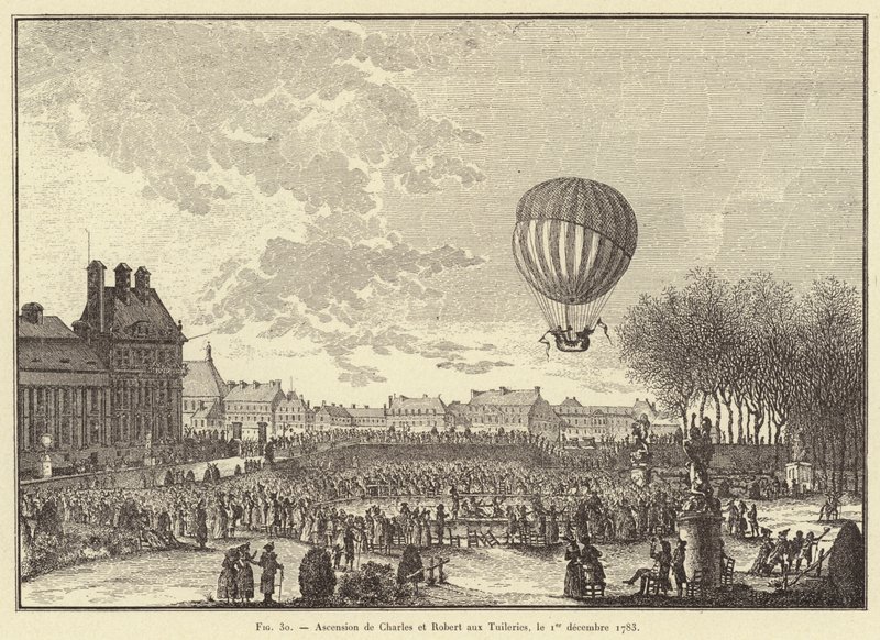 Ascension of Charles and Robert at the Tuileries, December 1, 1783 by French School