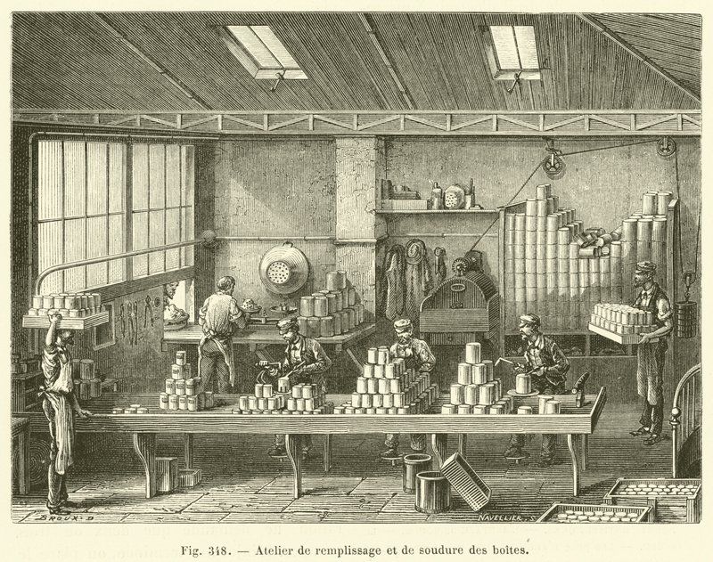 Workshop for Filling and Soldering Cans by French School