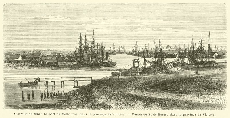 South Australia, The Port of Melbourne, in the Province of Victoria (engraving) by French School